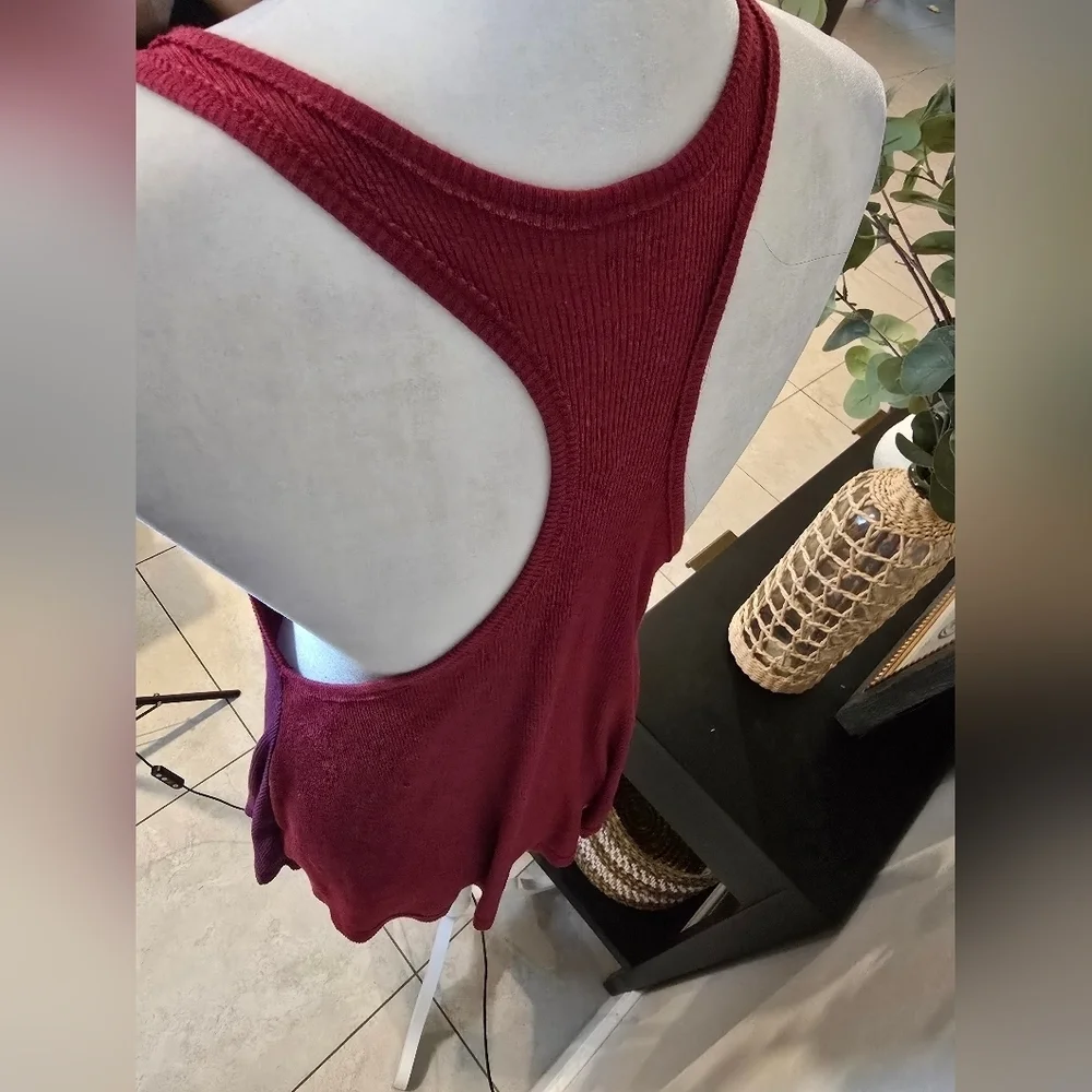 Free People Women’s Tank Top Pullover Racerback Corduroy Red Purple S